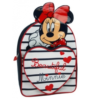 Minnie Mouse Stripy Heart Front Backpack